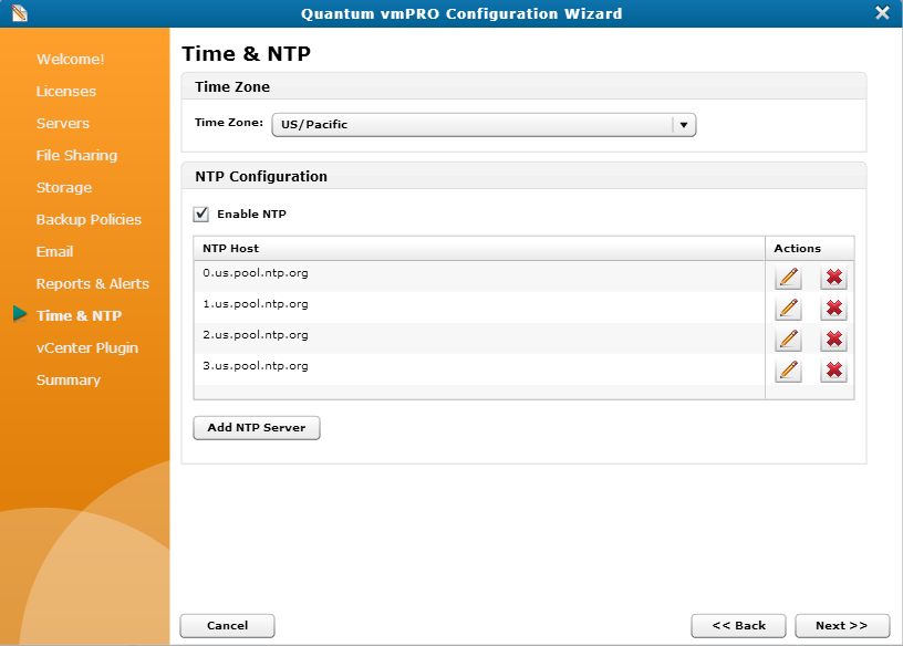 Configuring an NTP Server for a vmPRO Appliance